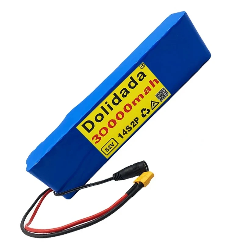 14S2P 52V Rechargeable Li-ion Battery Pack 18650 30AH High Capacity for 800W Electric Bike Scooter Balance Car Toy Built-in BMS