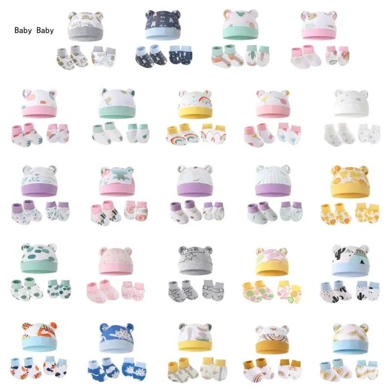 

Baby Gloves Sock Set No Scratch Mittens Newborn Baby Mittens No Scratch Q81A