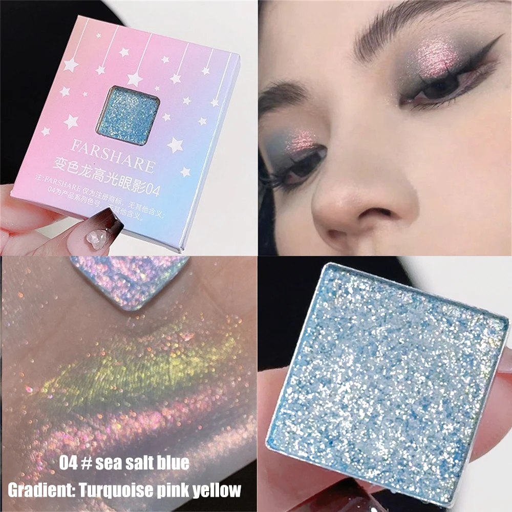 Diamond Glitter Chameleon Eyeshadow Palette Pearl การเปลี่ยนสี Highgloss Sequins ประกาย Brighten Contour Gradient Eye Makeup