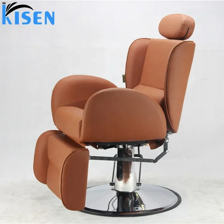 Soft Orange Barber Shop Stations Salon Furniture Barber Chairs