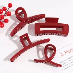 4pcs Bright Red Hair Claw Set for Women and Girls Fixed Hair Hair Accessories Hair Clips Suitable for vacation and travel