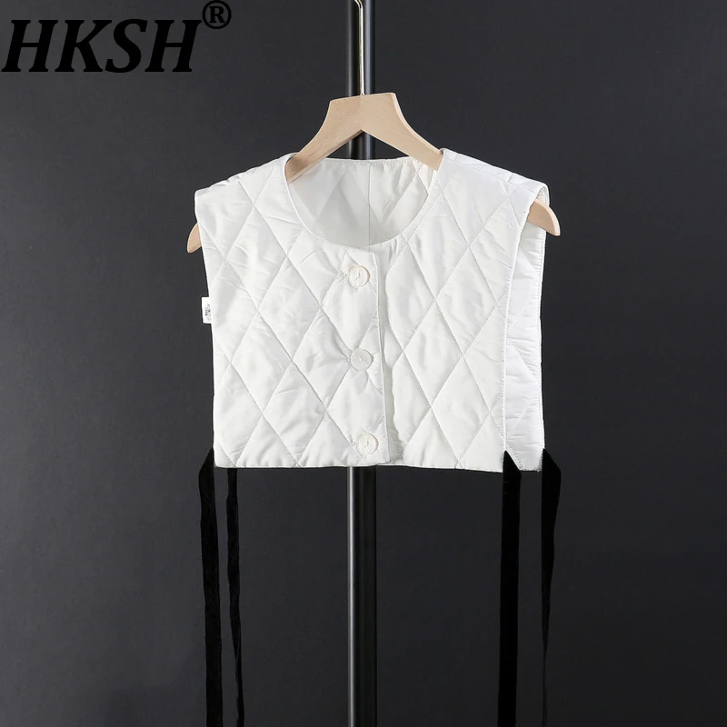 

HKSH Women Cotton-padded Short Waistcoat O-neck Single Breasted Versatile Chic Elegant Sleeveless Jacket New Spring 2026 HK19481