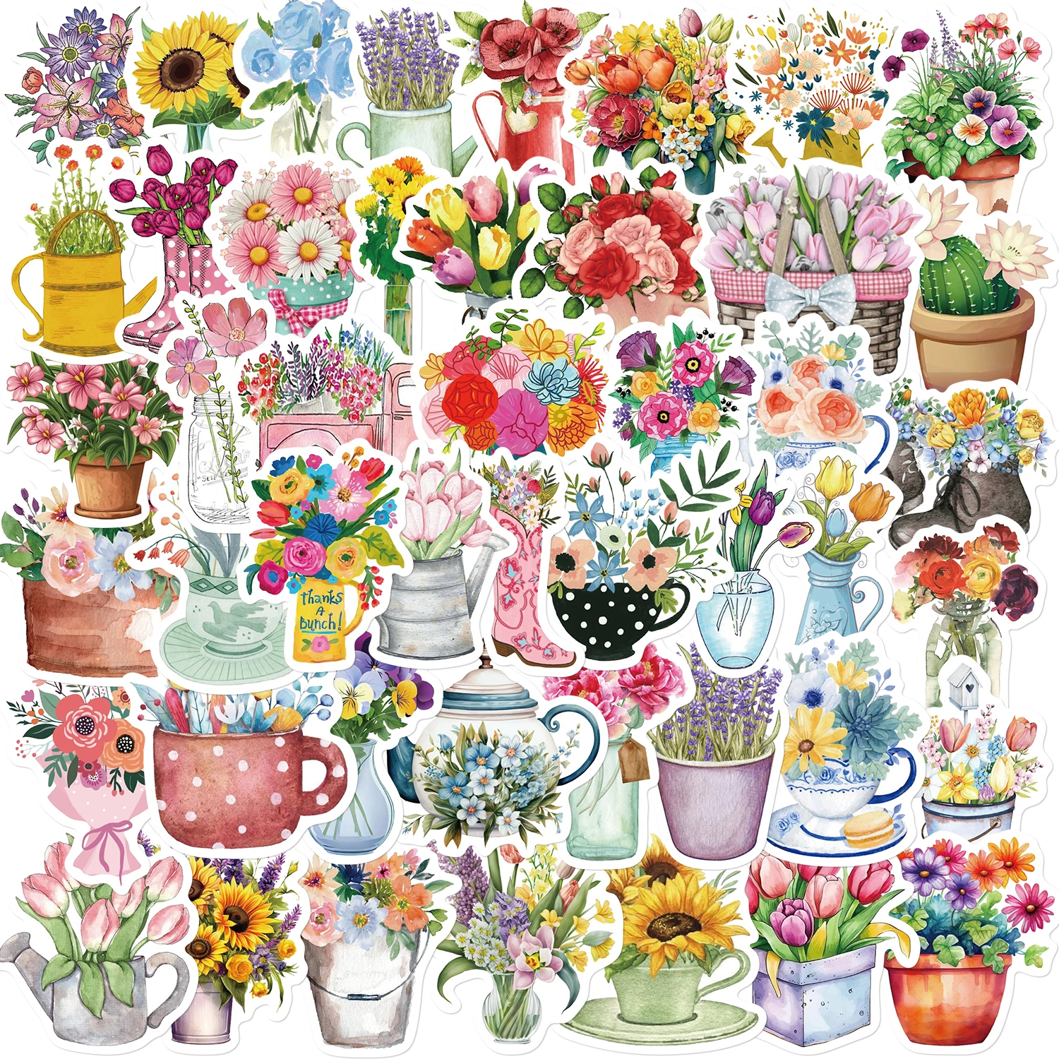 50pcs niedlichen Cartoon Blumen Graffiti Aufkleber DIY Telefon Gitarre Laptop Notebook Koffer Tasse wasserdichten Aufkleber Kinder Spielzeug