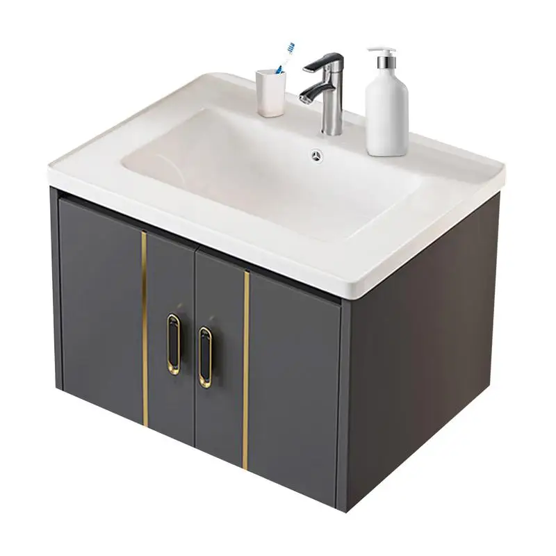 Floating Sink Bathroom Vanity 24 Inch Bathroom Sink Cabinet Modern Vanity with Ceramic Sink for Bathroom Restroom Offices Home