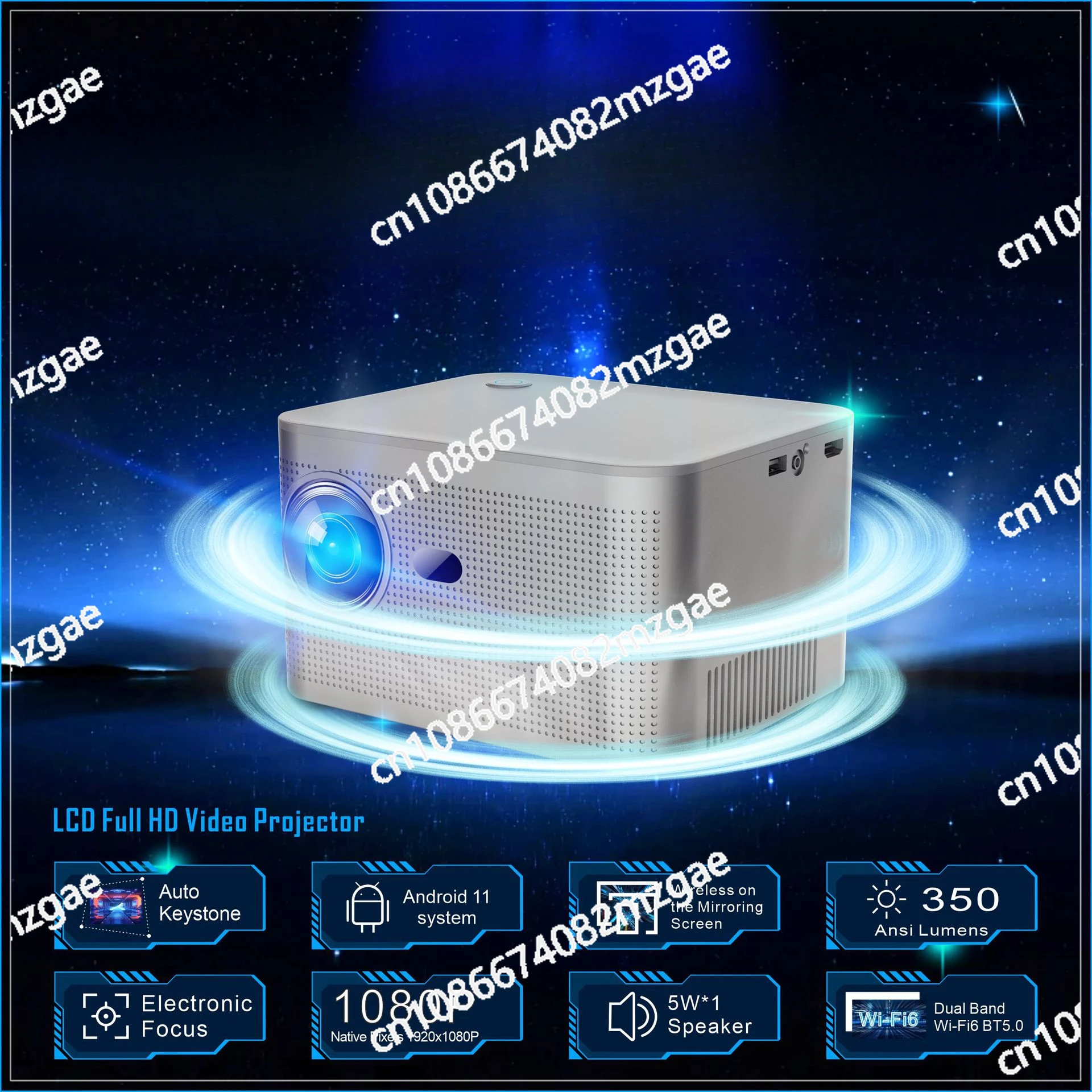 Original Projector 1080P Home Cinema Smart Portable Android 11 Cross-border E-commerce Foreign Trade Special Supply