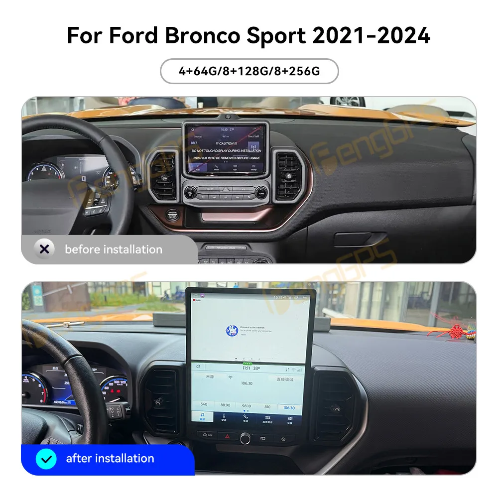 For Ford Bronco Sport 2021-2024 Android Car Radio Multimedia Video Wireless Carplay Autoradio Stereo GPS Navigation Head Unit
