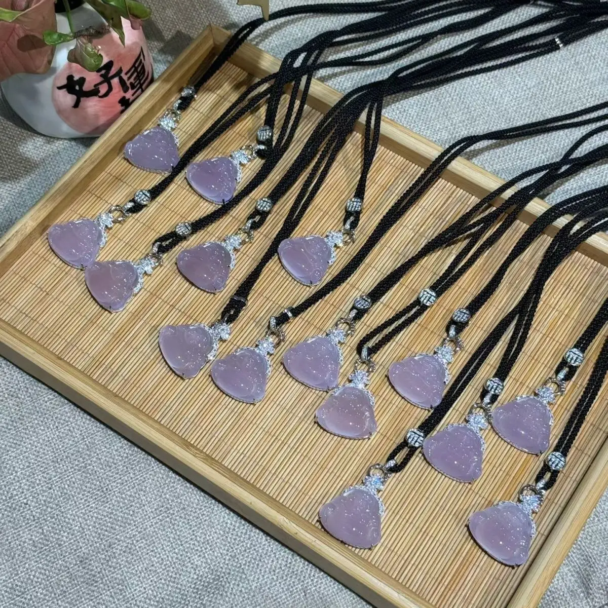Pure natural high-ice violet luxury inlaid Buddha Gong pendant necklace women's pendant