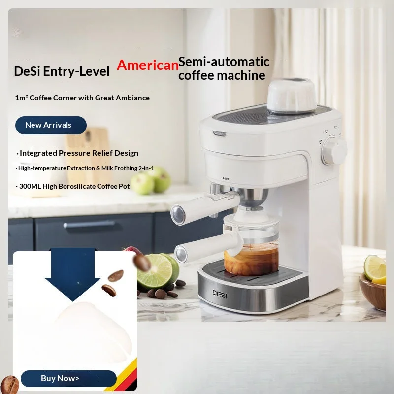 Semi Automatic Espresso Coffee Machine Home Compact Steam Milk Frother Cappuccino Maker Student Dorm Coffee Machine Proffesional