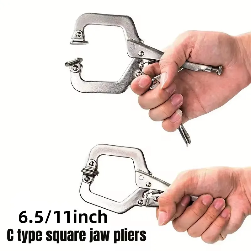 6.5/11in Heavy-Duty Locking C-Clamps - Adjustable Welding Clamps with Rotating Pads and Regular Tips Ideal for Woodworking