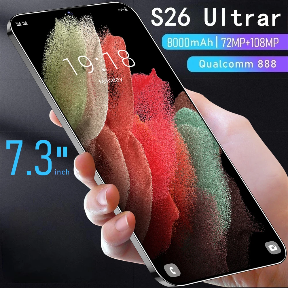 Новый смартфон 2026 года с поддержкой 5G, двумя SIM-картами и двойным режимом ожидания, оригинальная глобальная версия S26 Ultra, Android 14, аккумулятор 8000 мАч