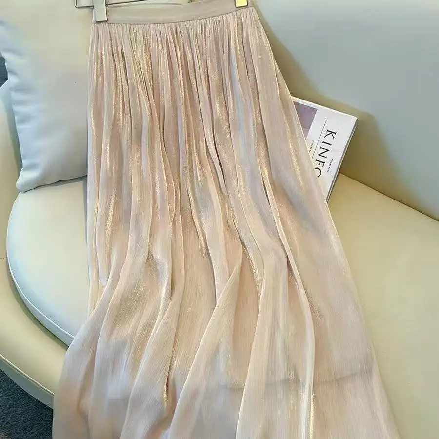 

Женская элегантная однотонная сетчатая юбка RAIN YAN LIN, новая летняя модная универсальная офисная юбка для женщин, повседневная пляжная юбка