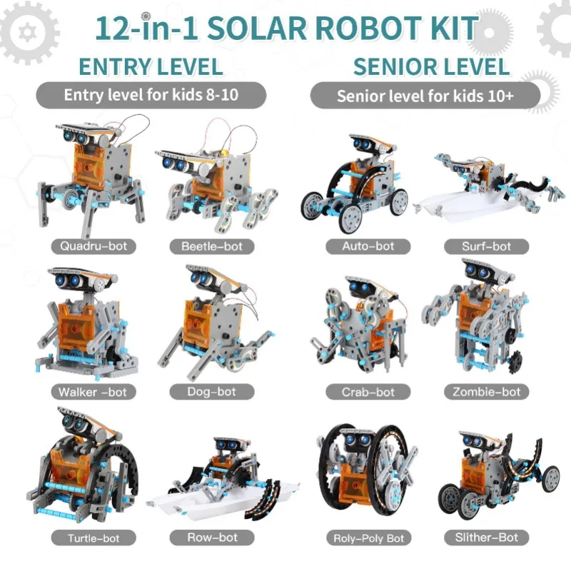 

14 in 1 Science Experiment Solar Robot Toy Kid DIY Dinosaur Car Building Learning Tool Education Robot Technological Gadgets Kit