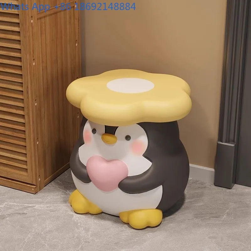 Creative Cute Cartoon Penguin Shoe Changing Stool  Living Room, Home Use, Floor-standing Bedroom Housewarming Ornament