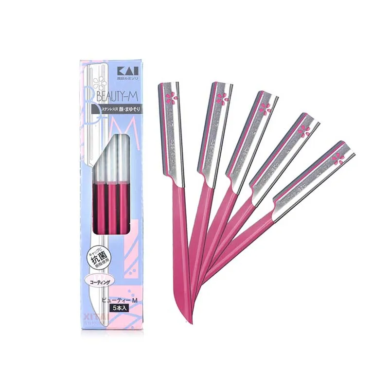 5 pçs lâminas de barbear faciais de segurança aparador de sobrancelha afiado lâmina de cabelo de aço inoxidável aparador de sobrancelha feminino ferramentas de maquiagem de beleza cosmética