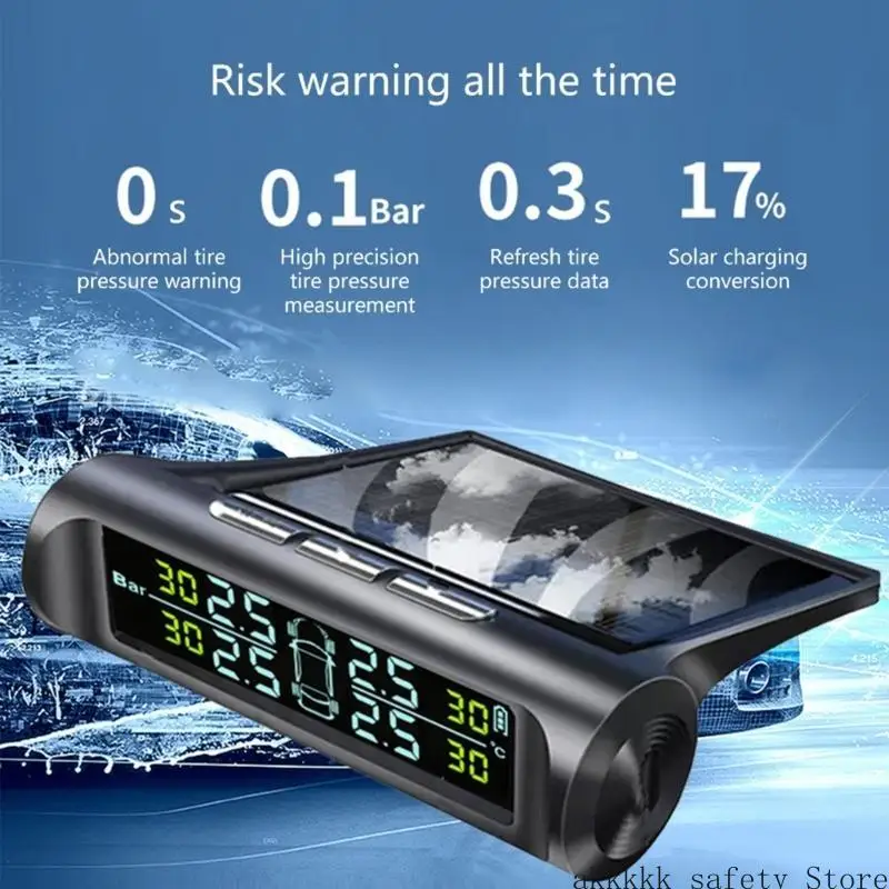 

XXFF Upgraded Color Display Car Tire Pressure Monitor Solar Charging External Wireless Sensors Easy Installation for Vehicles