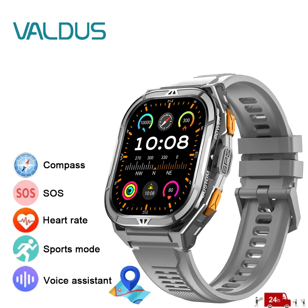

VALDUS 2025 Новые умные часы VG46 Pro, компас, GPS, голосовой помощник, SOS, обнаружение сердечного ритма, спортивный режим, AMOLED, Bluetooth Smartwatch