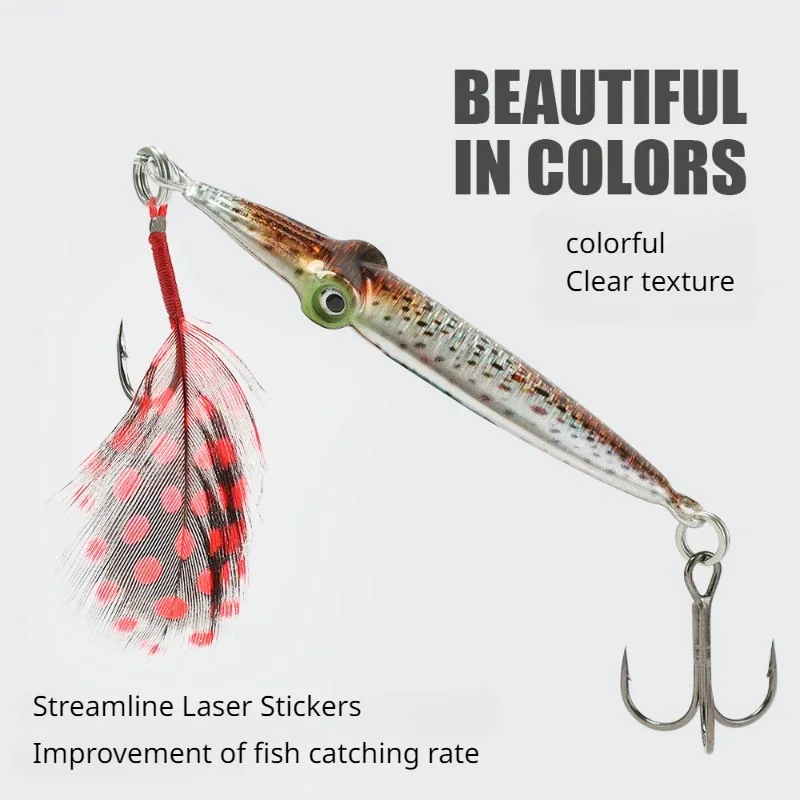 Road Runner Bait Shark Squid Eye Iron Plate Real Fish Scale Spray Painting Bionic Long Casting Mackerel Bait for Sea Fishing War