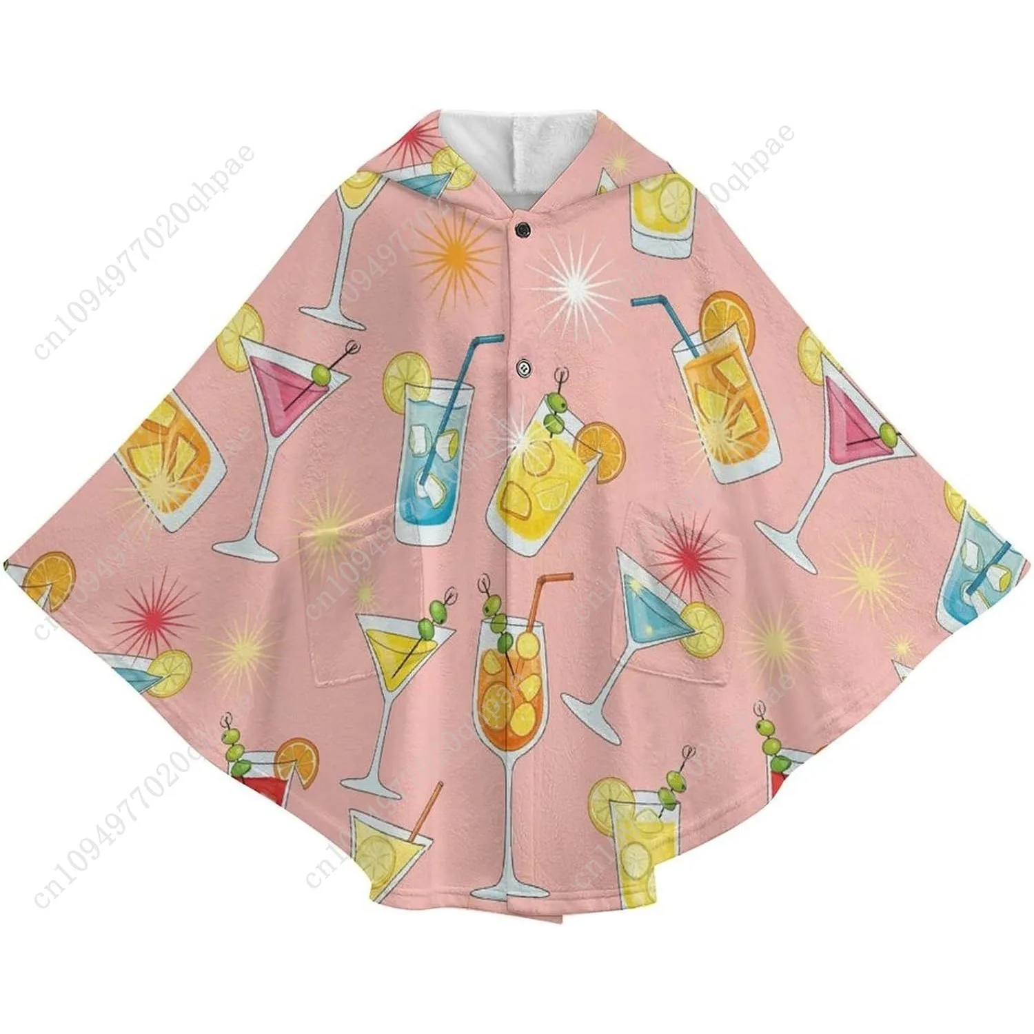 سترة بطانية مريحة من الفلانيل، هوديي كبير الحجم لمشروبات الكوكتيل مع جيوب للأطفال والمراهقين #4