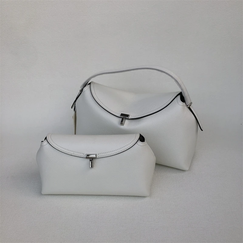 

Women's Lychee Pattern Cowhide T-Lock Minimalist Commute Shoulder Crossbody Bag