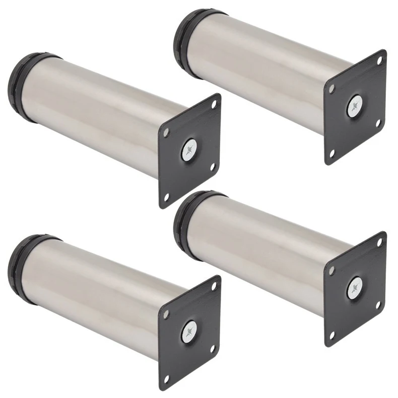 4PCS Stainless Steel Furniture Adjustable Sofa Bed Leg Table Bed Sofa Cabinet Legs Metal Replacement Foot 5-25cm Height