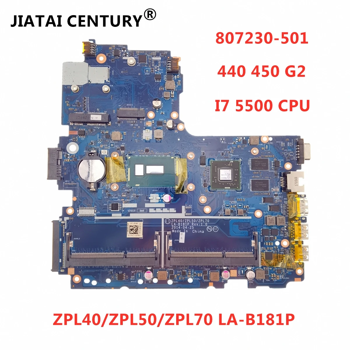 

LA-B181P for HP Probook 440 G2 450 G2 470 G2 laptop motherboard 799562-501 807230-601 807230-501 GPU R5 M525 I7-5500 CPU 100% OK