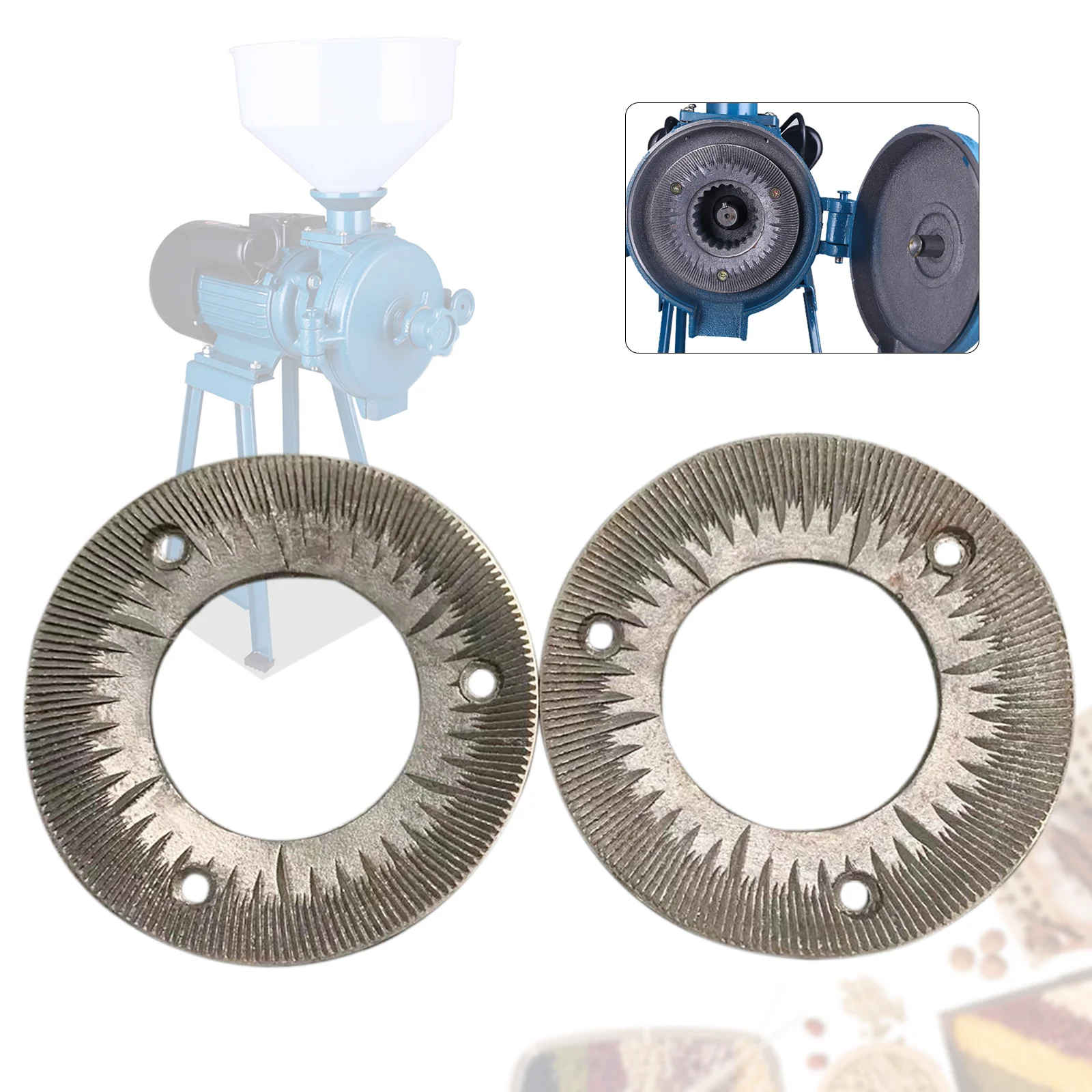 Grinding Discs, Grinding Plates,3-Hole Fixed Design, Fine Tooth Patterns for Dry Grinding,147mm Diameter, for 150 Model Grinders