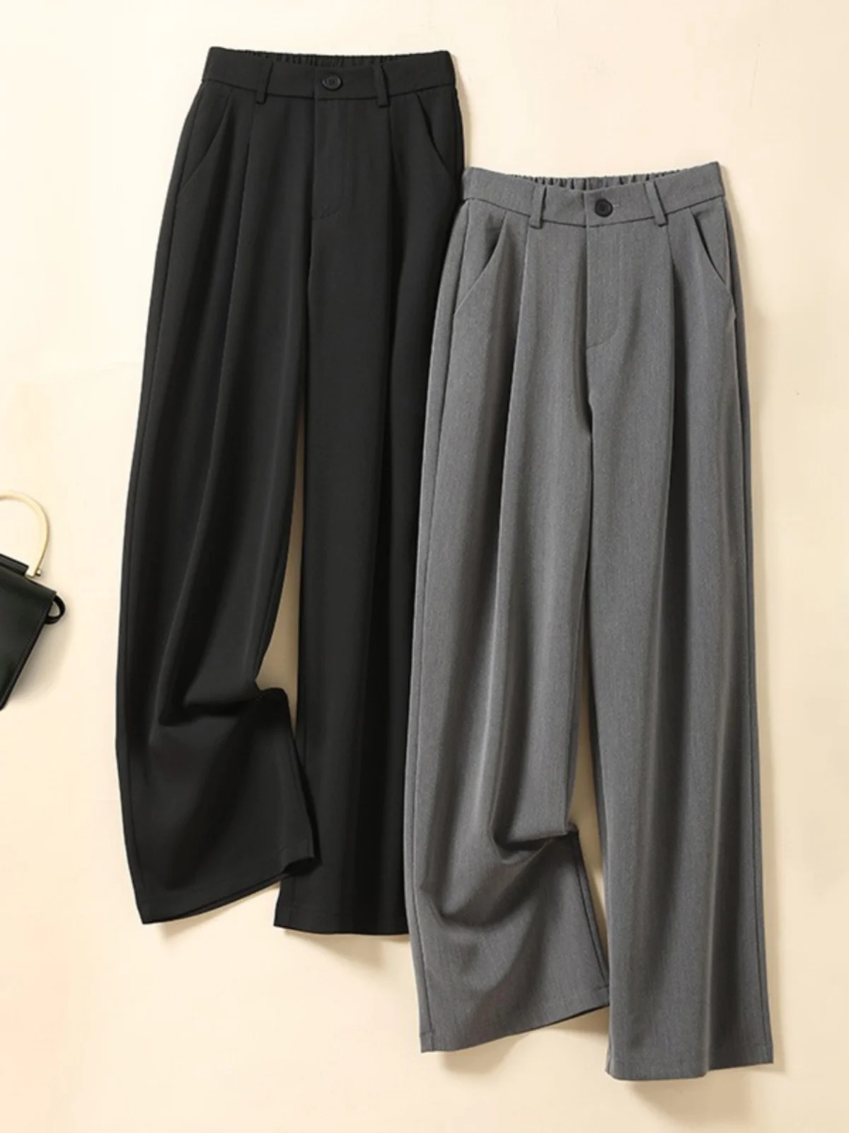 

Summer Casual Wide Leg Pants Draped Feel Suit Trousers Loose Fitting Pear Shape Body High Waist Commute Style Home Wear