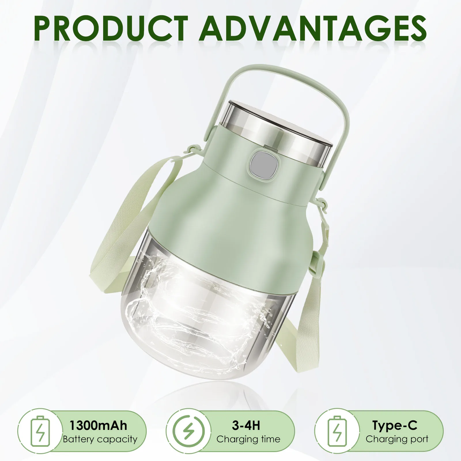 1 L Juicer Fruit Machine Mini Mixer Juice Blender Mini Portable Quick Blender Cup Personal Size USB Type-C Rechargeable Juicer