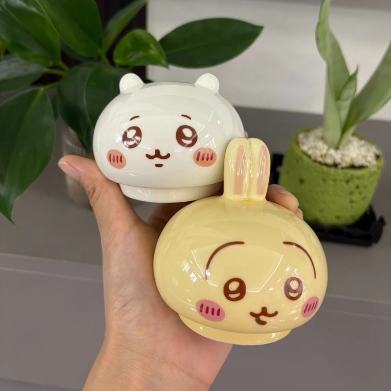 Chiikawa Hachiware Usagi Kawaii Anime Cartoon Cup Lid Ceramic Good Looks Cartoon Desktop Decoration Ornaments Props Dual Use
