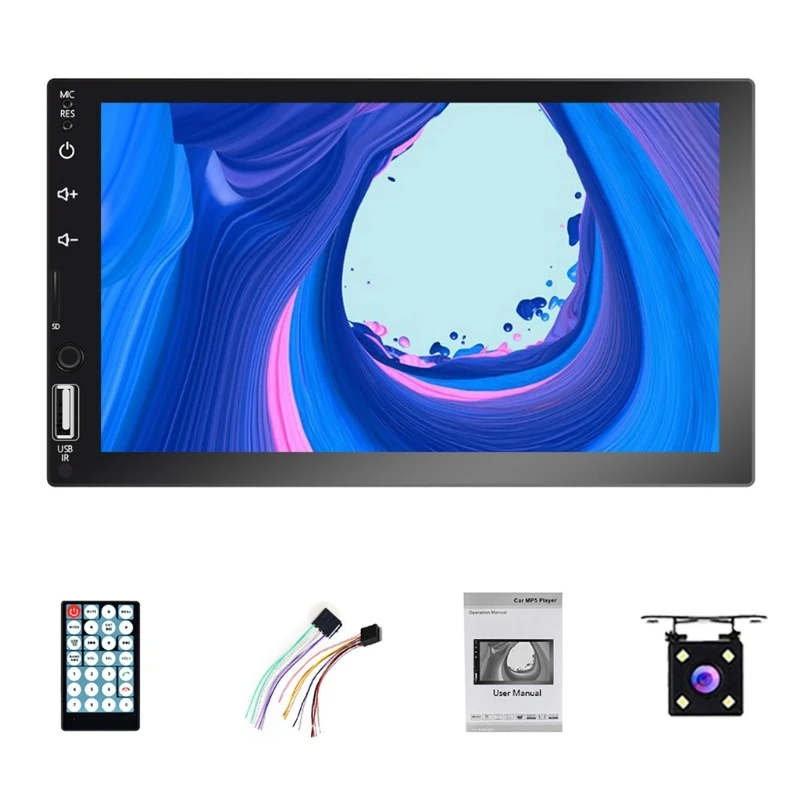 Upgraded 7-Inch -HD Car Multimedia Player with 4/8/12 Lights Camera Blue tooth FM Radio Rearview Camera Support 2Din J60F