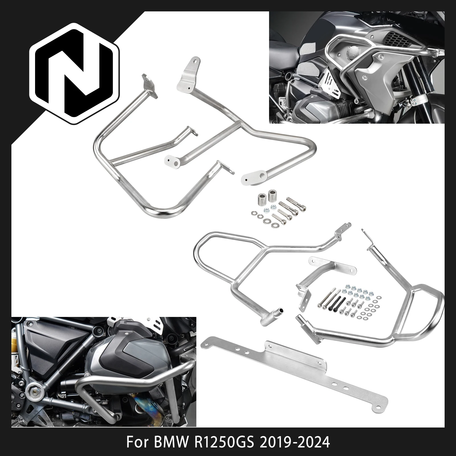 

Для BMW R1250GS 2019-2024 мотоциклетные верхние защитные дуги из нержавеющей стали, защита двигателя, защитные дуги R 1250 GS 2024 2023 2022 2021 20