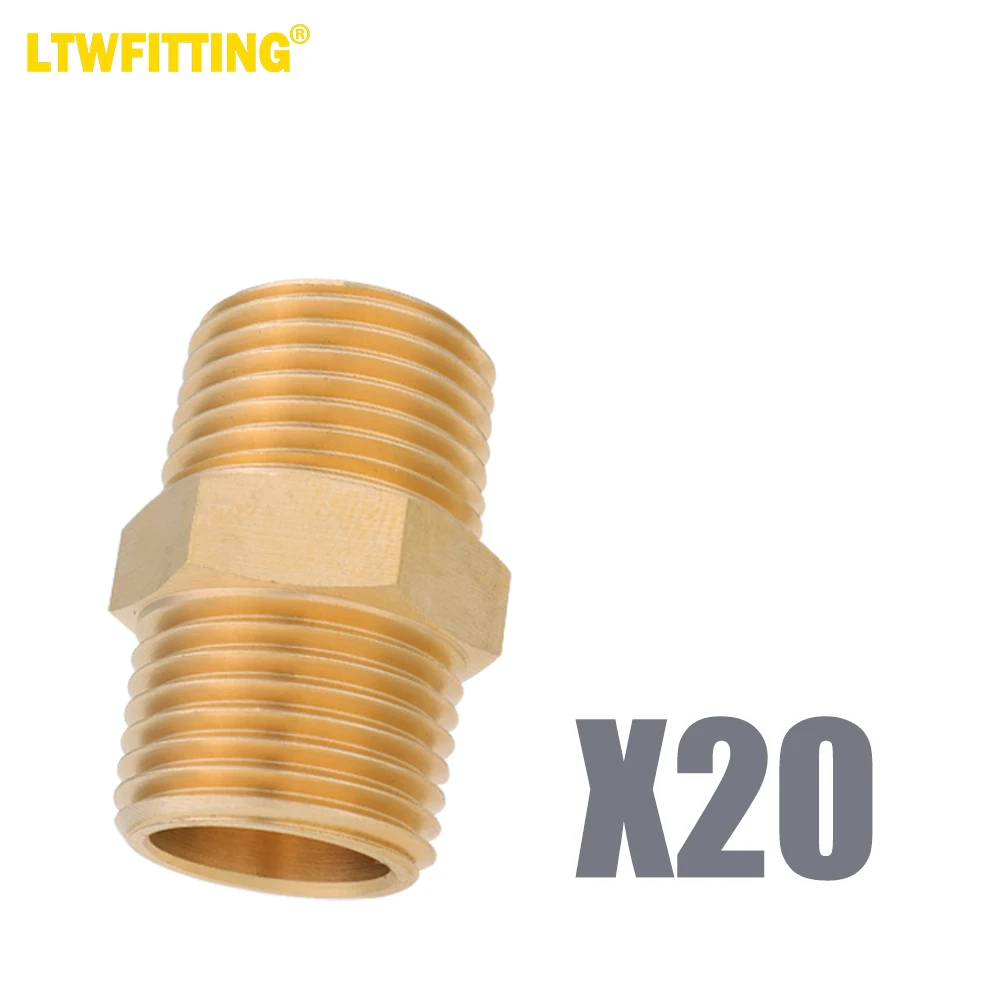 

LTWFITTING Brass Pipe Hex Nipple Fitting 1/2 x 1/2 Inch Male Pipe NPT MNPT MPT Air Fuel Water(Pack of 20)