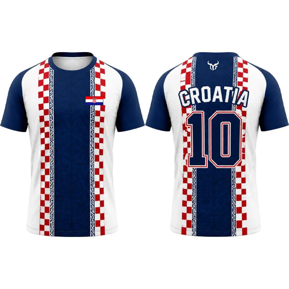 2026 New Croatia Flag Printed T-shirt Outdoor Sports Breathable Quick-Drying Jersey Men's Women's Casual Football Training Tee - view 2