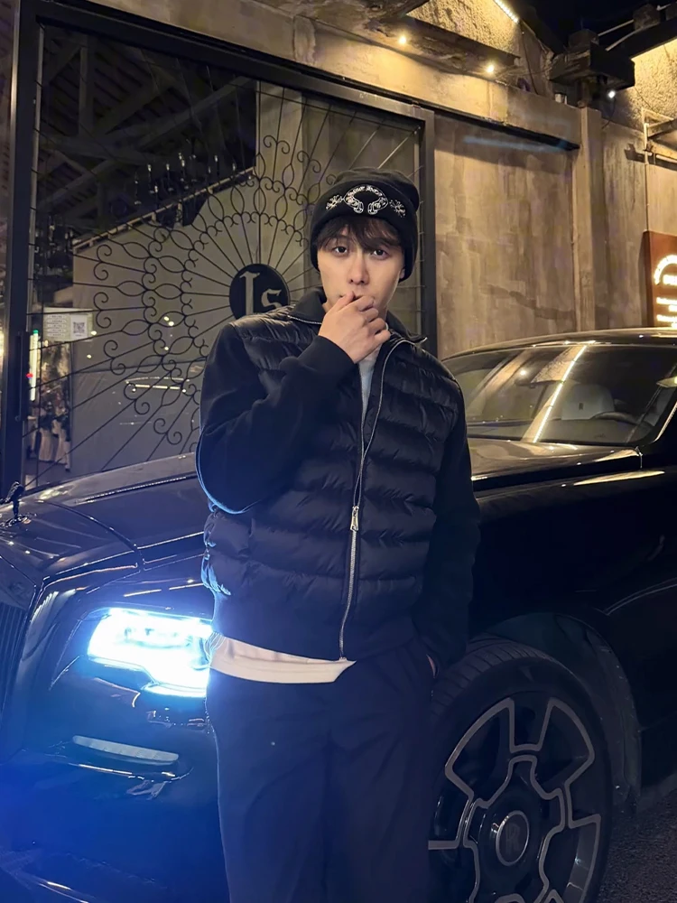 

Мужская зимняя куртка Bla Fce из хлопка с пэчворком, воротником-стойкой, легкая, теплая, на молнии, Cleanfit