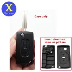 Xinyuexin 2 Button Remote Key Shell Replacement for Peugeot 4007 ET 4008 for Citroen C-Crosser C4 Aircross Keychain Accessory