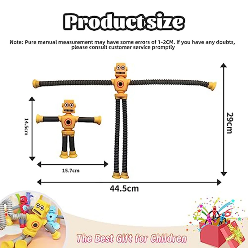 4Pcs Pop Tubes Suction Cup Robot Toys Stress Relief Telescopic Robot Sensory Toys Bulk Funny Gift for Kids Boys Girls - Detail 1