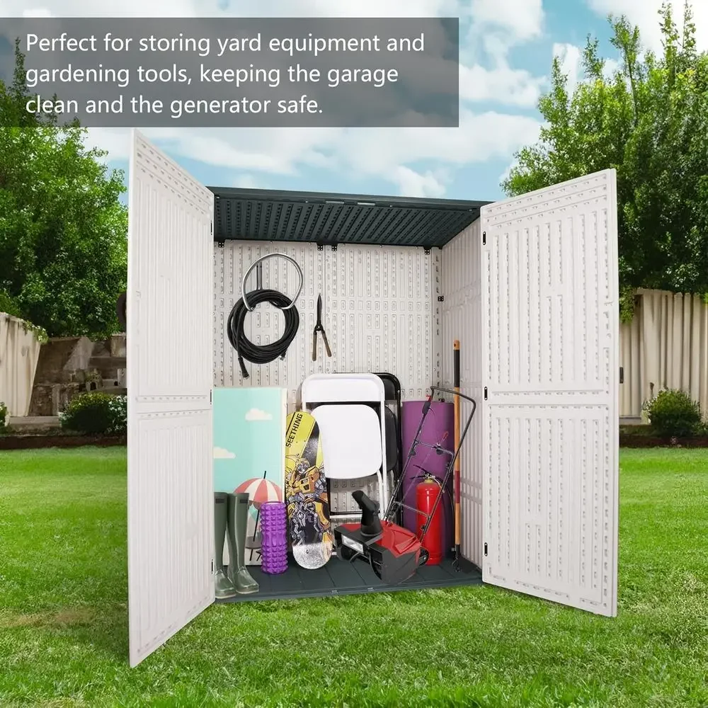 Outdoor Storage Cabinet, 52 Cu. Ft. Resin Storage Box for Patio, Garden, Yard, and Pool Supplies - Lockable Weatherproof Shed fo