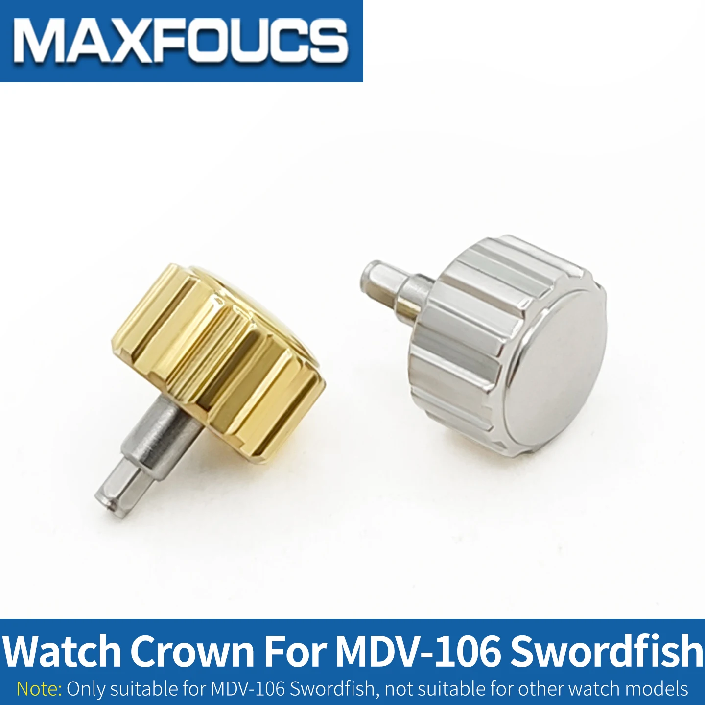Für MDV-106 Swordfish Edelstahl-Uhrengehäuse, Krone, Gehäuseboden, Silber, Gold, Ersatzteil für Uhren – Detail 9