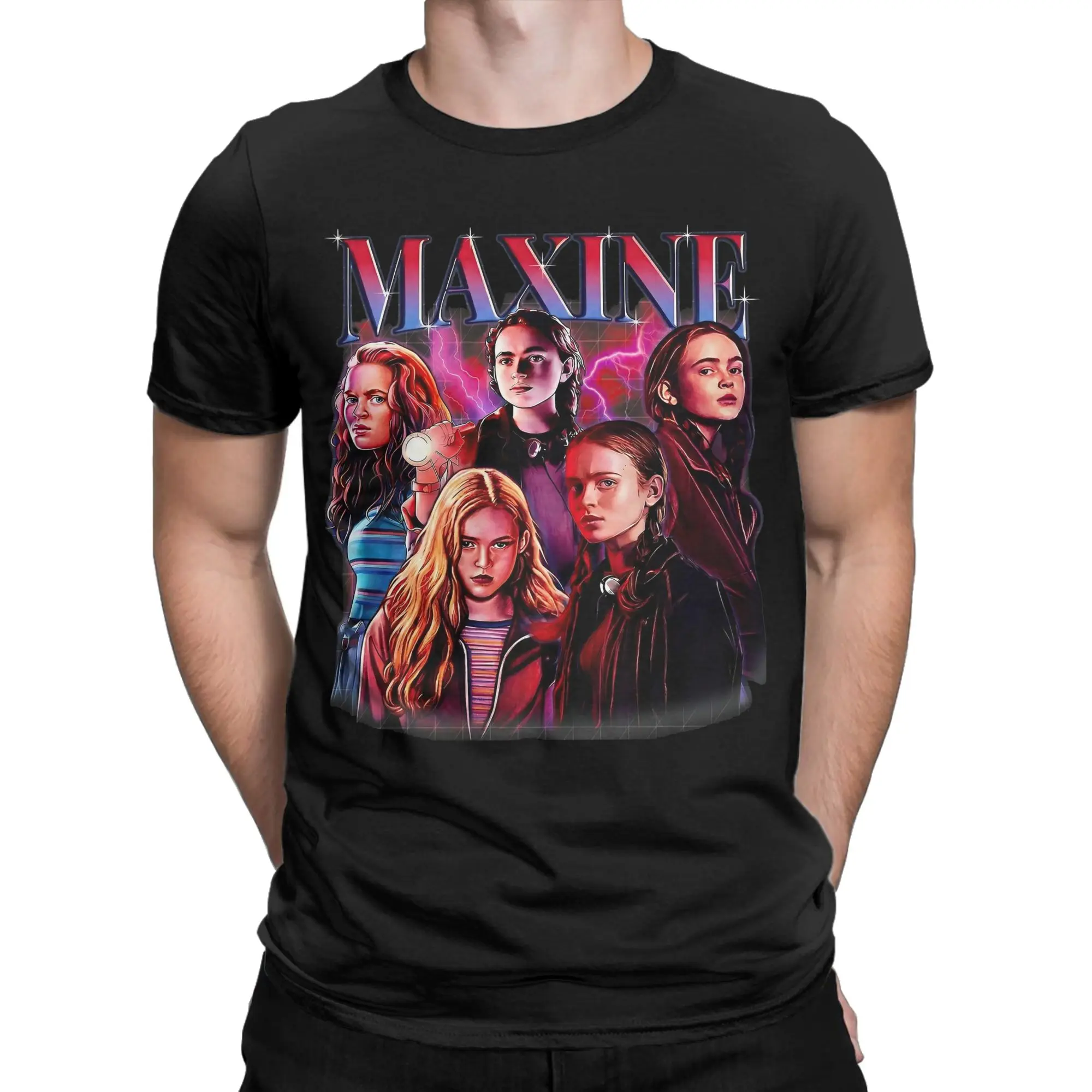 Maxines Mayfields 80s Max T Shirt for Men Pure Cotton T-Shirt Round Collar horror Tee Shirt Short Sleeve Clothes Graphic Printed