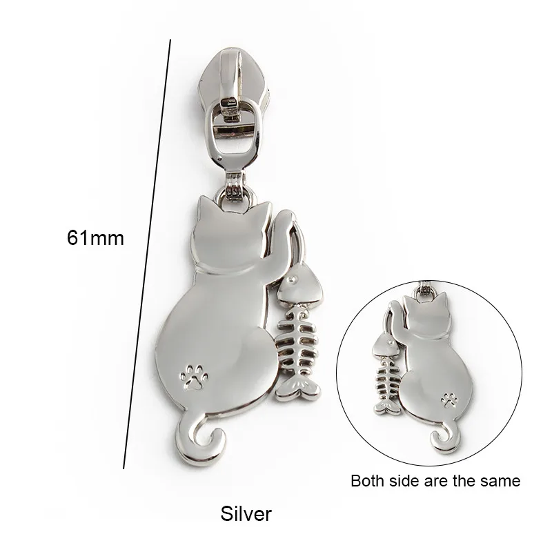 5PCS Wallet Cosmetic Bag 5# Nylon Head Metal Pull Tab Messenger Bag Pillow Cat Small Animal Replaceable Zipper Slider