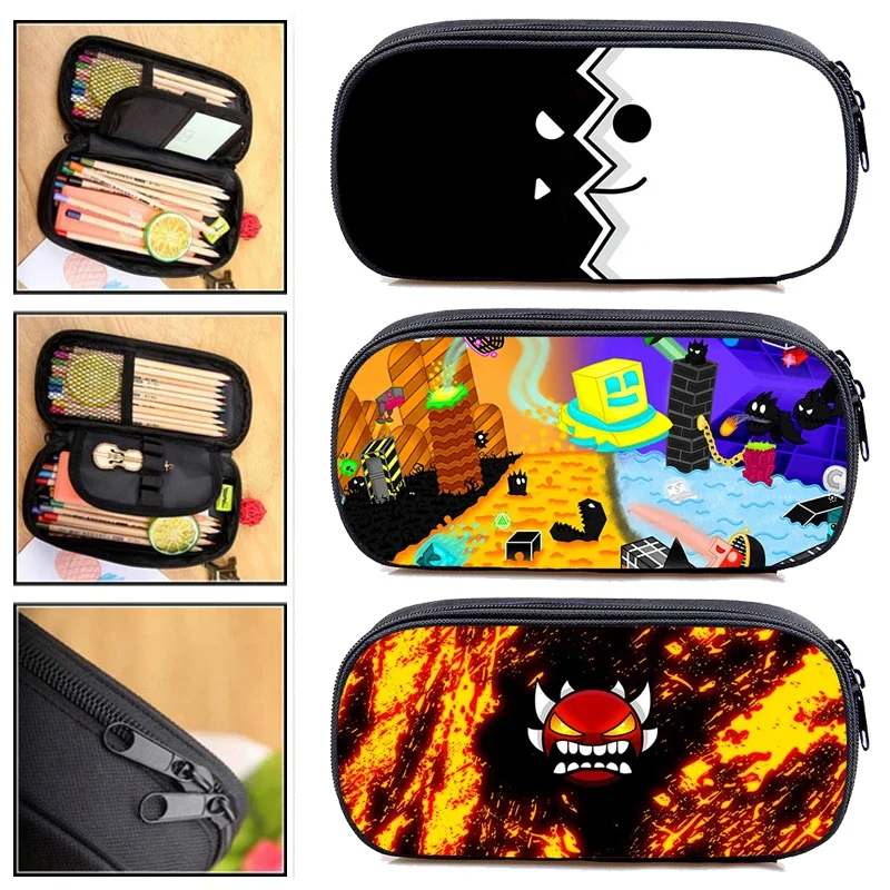 

3D Anime Hot Game Geometry Dash Pencil Case Teenager Angry Geometry Dash Makeup Cases Cosmetic Box Storage School Supplies Pouch