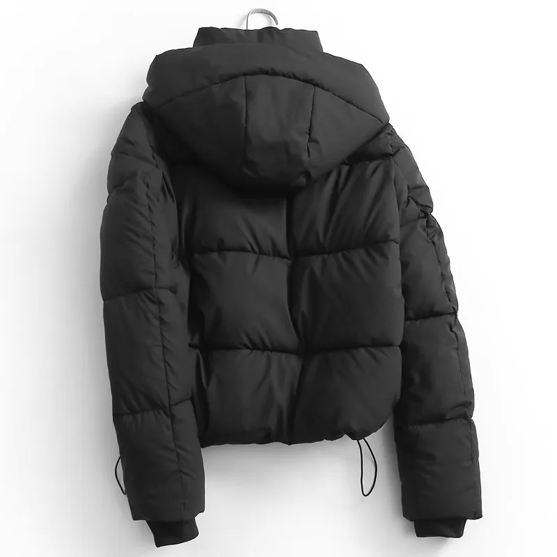 Women's Thiened Cotton Jaet Winter Warm Hat Bread Sle Coat Long Sve Loose Fit Cotton Padded Outerwear