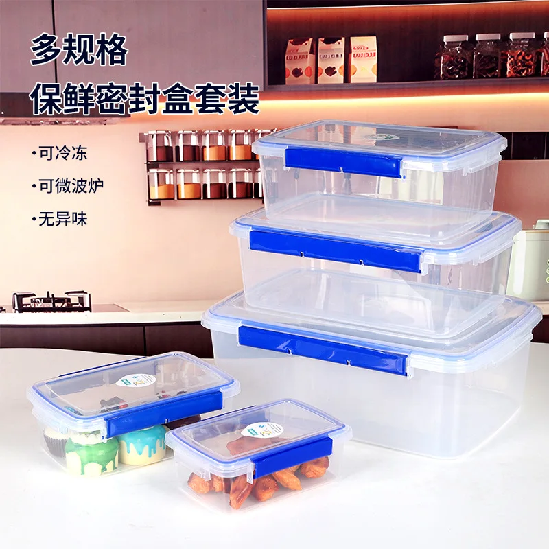 Somenie Large Capacity Food Sealed Box Kitchen Rectangle Sealed Jar Refrigerator Storage Microwave Oven Sealed Storage Jar