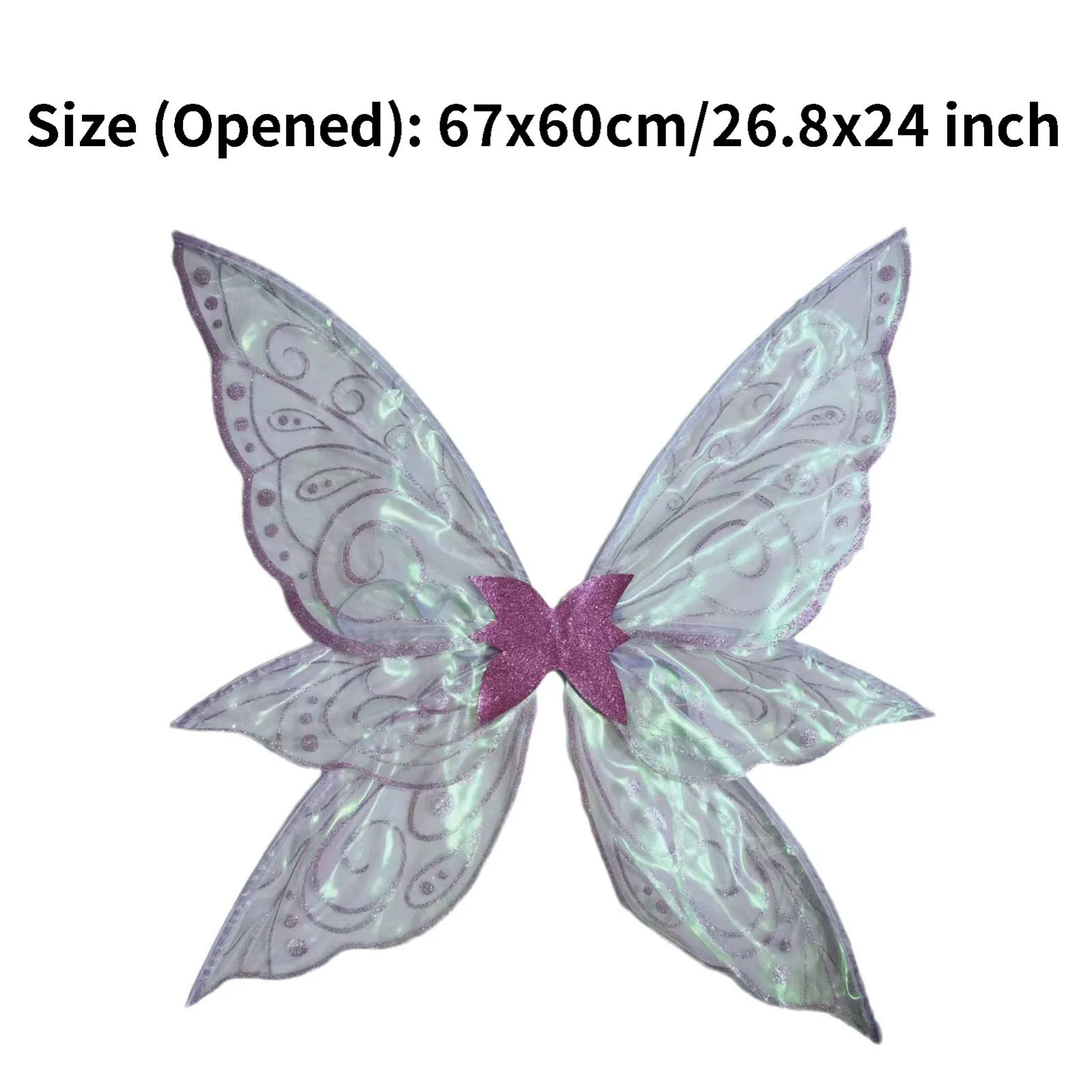 Butterfly Fairy Wings Vivid Pattern Filmy Gradient Wing with Elastic Strap Foldable Elf Wing for Halloween Party Accessory