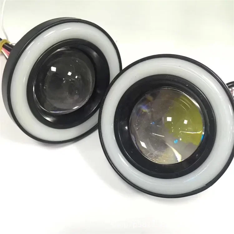 30W LED Car Fog Light Assembly With COB Angel Eye Bull Eye Fog Light Modified Fish Eye Day Running Light 3 Inch