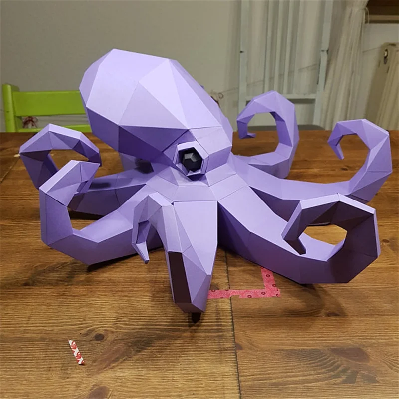 50cm Octopus Paper Model Large Marine Life 3D DIY Papercraft Home Decor Wall Decoration Hand Made Creative Puzzles Toys