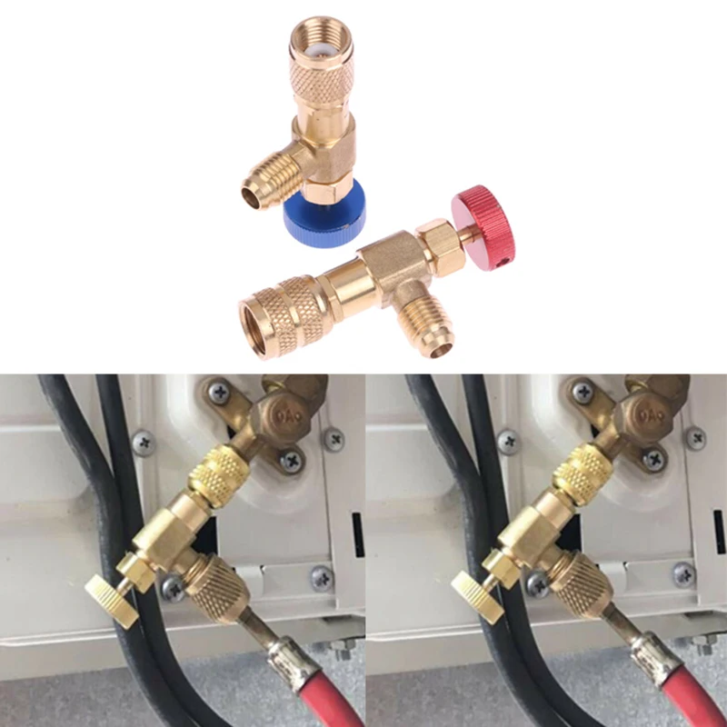 Refrigeration Charging Air Conditioning Adapter For R410A R22 1/4" Liquid Safety Valve Hose R22 Copper Adapter Hand Tool Parts