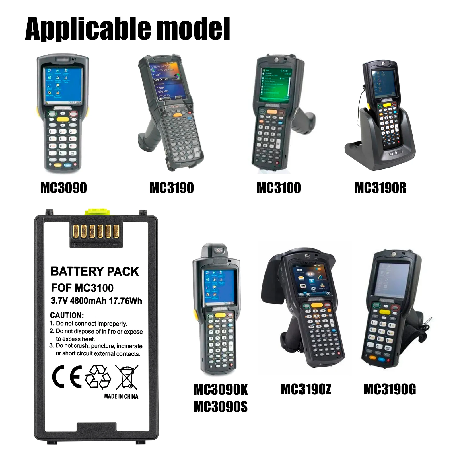 Barcode Scanning Collector Battery For Symbol MC3190 MC3100 MC3090 MC3090S/K MC3190R/Z 82-127909-02 82-127912-01 BTRY-MC31KAB02