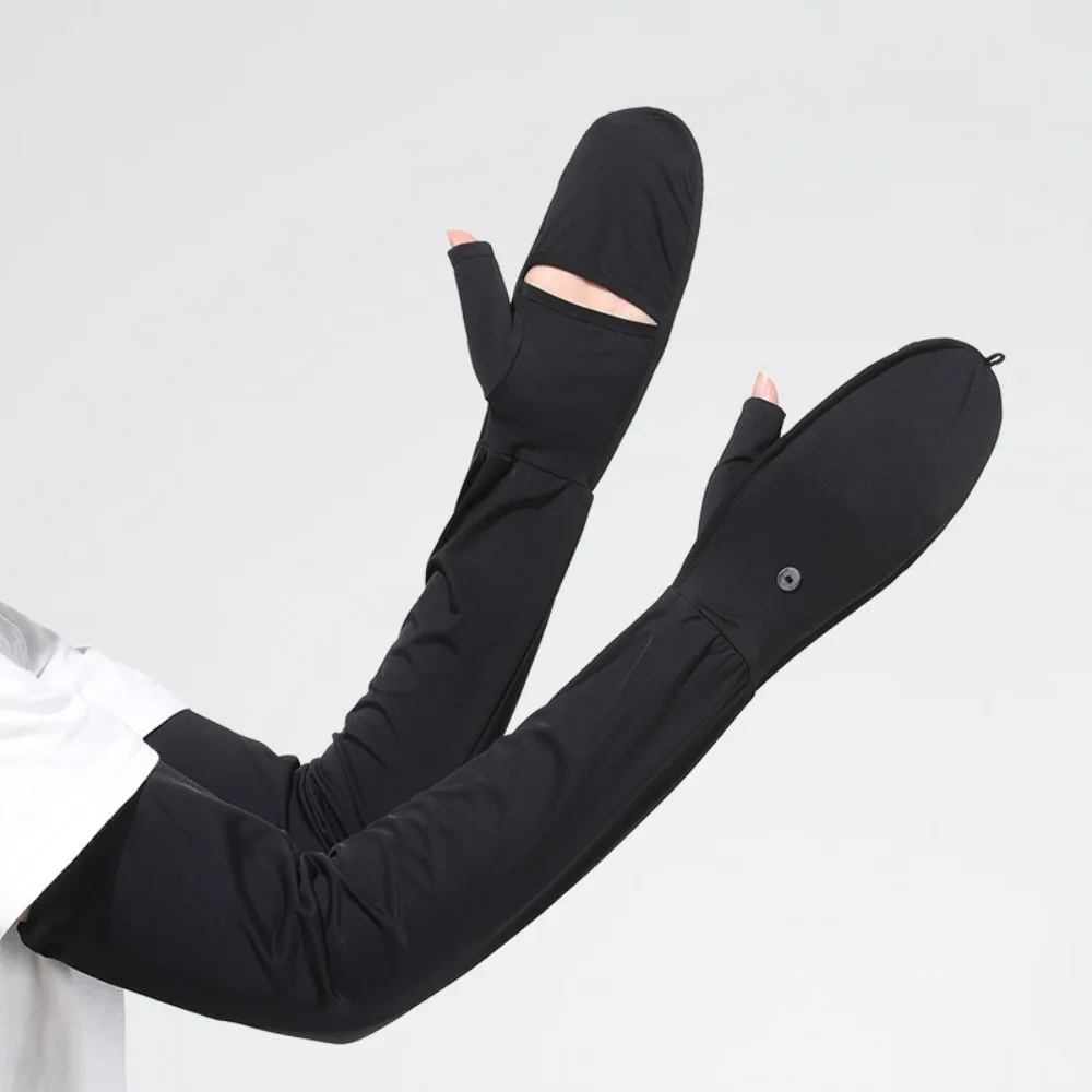 Ice Fabric Arm Sleeves New Elastic Breathable Hand Cover Flip Design Anti-UV Sunscreen Sleeves Cycling Running