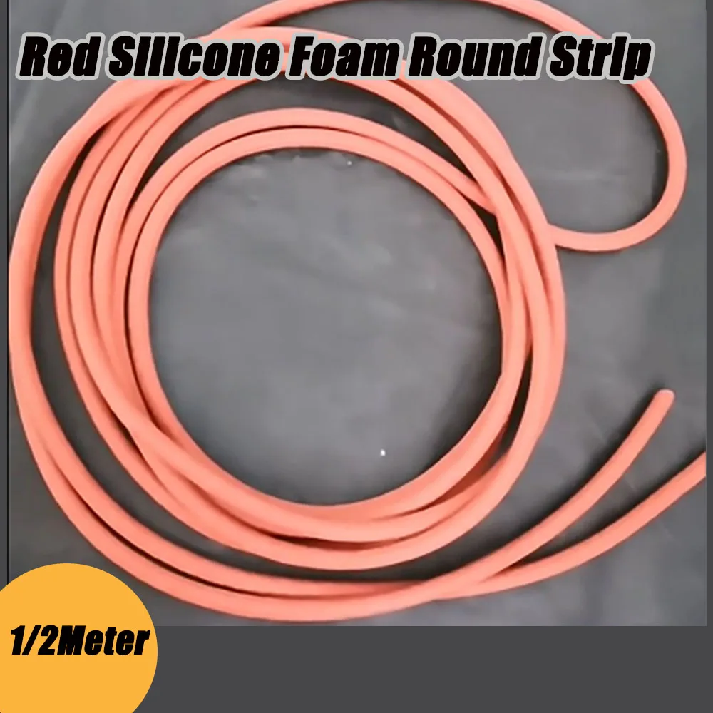Dia3-28mm 1/2Meter Red Silicone Rubber Foam Sealing Strip Round Sponge Cord Cabinet Door Seal